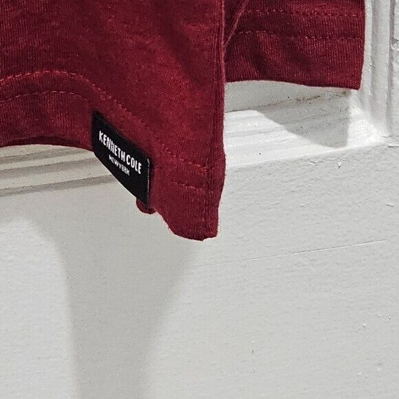 Kenneth Cole Henley T-Shirt Red Long Sleeve Crew Neck Size Medium - Picture 5 of 9